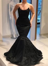 Classical Black Mermaid Evening Dresses Match Art Deco-inspired Neck Appliques Beads Formal Prom Gowns Vestidos de Fiesta Plus Size