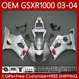 Injection mold Bodys For SUZUKI GSXR-1000 K 3 GSX R1000 GSXR Glossy silvery 1000 CC 2003-2004 Bodywork 67No.32 1000CC GSXR1000 K3 03 04 GSX-R1000 2003 2004 OEM Fairing kit