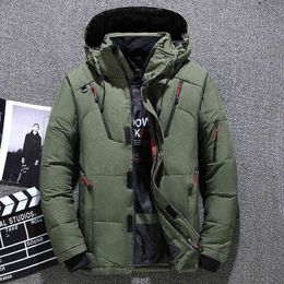 High Quality Thick Warm Winter Men Down Jackets Hooded Duck Down Parka Coat Casual Slim Overcoat With Many Pockets Mens Y1103