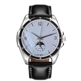 High Quality Luxry Watches Ultra Thin 43mm Moon Phase Dial Automatic Mechanical Mens Watch Leather Strap Sports Gents Wristwatches Montre de