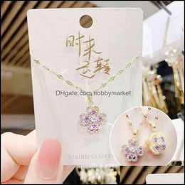 Pendant Necklaces & Pendants Jewelry Fortune Changing Necklace Female Ins Fashion Temperament Net Red Same Fl Diamond Four Petal Flower Luck