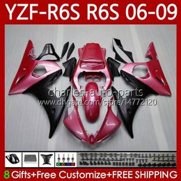 MOTO Fairings For YAMAHA YZF-R6S YZF R6 S 600 CC YZF600 2006-2009 Body 96No.173 Blak Pink YZFR6S 2006 2007 2008 2009 YZF-600 600CC YZF R6S 06 07 08 09 OEM Bodywork Kit