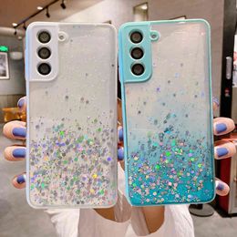 Gradient Glitter Clear Candy Cases For Samsung S21 Plus S20 FE A72 A52 A32 A12 A51 A71 Note 20 Lens Protection Soft Cover