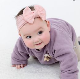 Newborn Bow Baby Headband Elastic Infant Girls Turban Bandanas Nylon Jacquard Headwrap Solid Headdress Boutique Hair Accessories AT5516