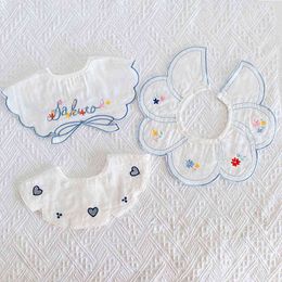 3Pcs/Lot Baby Girl Bibs Tassel Saliva Towel Lace Embroidery born Feeding Apron Boys Bandana Burp Cloths Feeding Fake Collar 211117