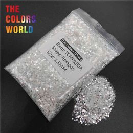 TCM0100A White With Silver Light Colour Metallic Lustre Hexagon Shape Nail Art Decoration Makeup Body Glitter Henna DIY