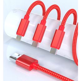 Phone Cables 1.2M 3 in 1 Charging Cables For HuaWei LG Samsung Note20 S20 Micro USB Type C With Metal Head Plug opp bag data line 2.4