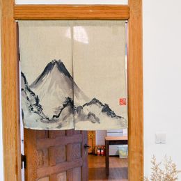 Curtain & Drapes Nice Curtains Chinese Ink Painting Mountain Door Cotton Style Half Partition