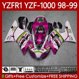 OEM Body Kit For YAMAHA YZF-1000 YZF-R1 YZF 1000 CC R 1 Pink White 1998 1999 2000 2001 Bodywork 82No.129 YZF R1 1000CC 98-01 YZF1000 YZFR1 98 99 00 01 Motorcycle Fairing