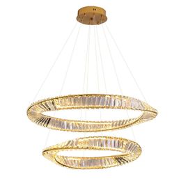 Chandeliers Designer Dining Room Ring Bedroom Living Decor Revolving Crystal Chandelier Modern Simple Light Luxury Lamp