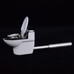 Hand Pipes Creative Toilet Model Pattern Metal Smoking Herb Pipe 95MM Toilet Shape Tobacco Herbal Metal Pipe Cigarette Accessories Portable Size