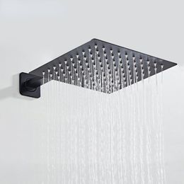 Black Chrome Square Rain Shower Head Ultrathin 2 MM 10 Inch Choice Bathroom Wall & Ceiling Mounted Shower Arm