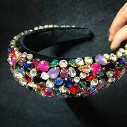 Colorful rhinestones gorgeous personality exaggerated hair Personality dance show catwalk rhinestones geometric headband