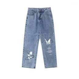 Sconto Jeans Di Stampa A Farfalla 2022 in vendita bei DHgate Italy
