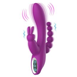 3 in 1 G-Spot Rabbit Anal Dildo Vibrator Adult Sex Toys with 10 Vibrating Modes for Women Rechargeable Clitoris Vagina Stimulato T200824