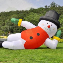 Outdoor games Customised Christmas snowman Decoration inflatable snowman lying standing Decoration balloon air winter character lying with red hat