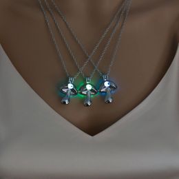 Mushroom Shape Luminous Women Necklaces Fashion Glow in the Dark Pendant Necklace Glowing Sliver Necklace Jewelry