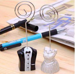 Wedding Photo Clip Table Number Stand Party Decoration Bride Groom Costume Desktop Decorations Happy Couple Place Name Card Holder Gift JY0858