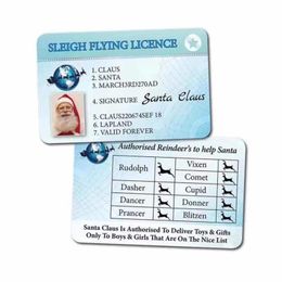 2021 Christmas Gift Santa Greeting Cards Party Favour Funny Driver's Licence Card 86*54MM New Year Wishes