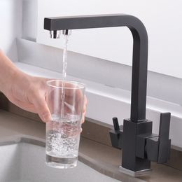 Filter Kitchen Faucet Drinking Water Cold and Hot Single Hole Chrome Filter Kitchen Sinks Deck Mounted Mixer Tap 81048