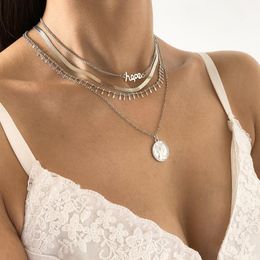 Pendant Necklaces Korean Fashion Alloy Head Portrait Circle Coin Necklace For Women Girls Gold Silver Colour Chokers Accessories