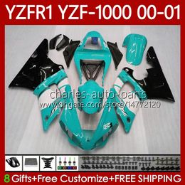 OEM Body Kit For YAMAHA YZF-1000 YZF-R1 YZF 1000 CC R 1 2000 2001 2002 2003 Bodywork 83No.128 Cyan Black YZF R1 1000CC 00-03 YZF1000 YZFR1 00 01 02 03 Motorcycle Fairing