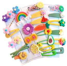 24pcs Set baby Girls Cute Cartoon sun Flower Hairpins Kids Sweet Clips Barrettes Headband Fashion Hair Accessories