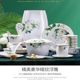 Dishes suits bowls household Jingdezhen ceramics Korean European style Phnom Penh palace bone china tableware plates and dhigh quatity