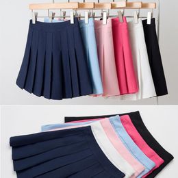 Skirts 2021 Spring High Waist Ball Pleated Harajuku Denim Solid A-line Sailor Skirt Plus Size Japanese School Uniform