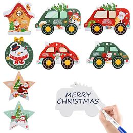 Christmas Ornaments with Holes for Kids DIY Crafts Centrepieces Holiday Hanging Decorations Cute Small Car and Star Xmas Tree DecorT2I52860