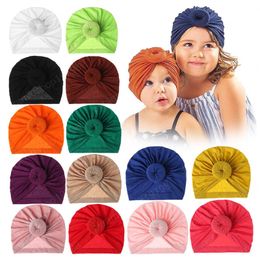 Comfortable Breathable Knitting Cotton Newborn Hats Solid Colour Donut Baby Girls Turban Caps Children Headwear Hair Accessories