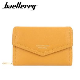 Wallets Baellery Solid Color Without Decoration Women Simple Card Holders Classic Short Leather Female Purse Zipper Wallet