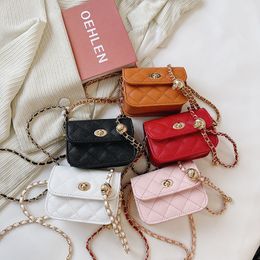 Children princess purse autumn winter baby girls PU small golden ball wallet kids embroidery line chain bag parent-child mini small square bags F948