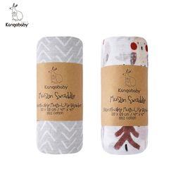 Kangobaby #My Soft Life# Forest Style Muslin Cotton Swaddle Blanket For Newborn Baby 210309