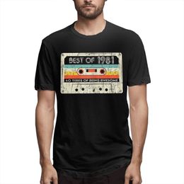 Men's T-Shirts 40 Years Old In 1981 Arrival Tshirt 40th Birthday Gifts Of Cassette Tape Retro Vintage Cotton For Men Shirts