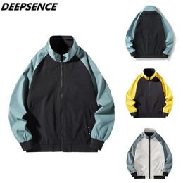 Spring Autumn Fashion Cool Jacket Men Korean Stand Zipper Polyester Simple Casual Streetwear Sport Jackets Men 210923