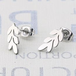Stud Earrings For Women Fashion Jewelry Leaf Gold Earring Gifts Accessories European American Ladies Simple
