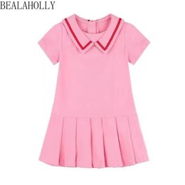 Bealaholly Summer New Sport Dresses Pure Cotton Pink Girls Clothes Dresses for Teenage Girls A-Line Kids Clothes Q0716