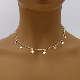 18K Gold Plated Small Star Decorated Chain Choker Necklace for Women Gift