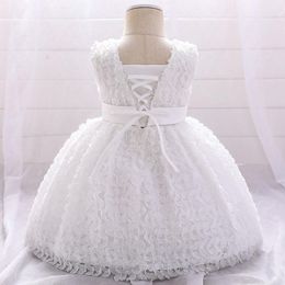 Girl's Dresses PLBBFZ White 1 Years Birthdays Baby Girl Dress Lace Beads Flower Baptism For Clothes Party Wedding Princess