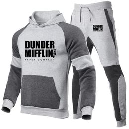 Men's Tracksuits DUNDER MIFFLIN PAPER INC Office TV Show Printed Fashion Suits Sportswear Jogging Tracksuit Running Hoodies P208b