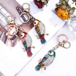 Metal Keyring Animal Keychains Jewellery Girls Rhinestone Bag Charm Key Ring for Women Men Fashion Alloy Owl Pendant Car Key Chain Accessories