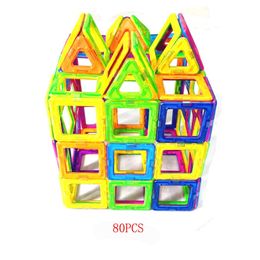 80pcs DIY Blocks Magnetic Designer Large Block Gift Eocub Magnet Model Building Large Iron Designer 3D House Model for Children Q0723