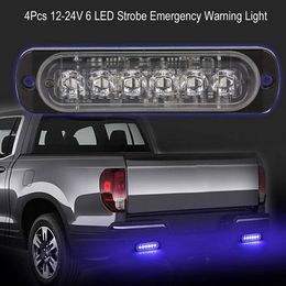Emergency Lights 4PCS Universal Super Thin 6LED Car 12-24V Truck Warning Caution Construction Flashing Strobe Light Bar