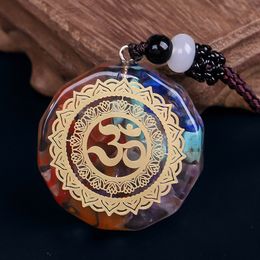 Jewellery Necklace Pendant Colourful Yoga OM Logo Eugen Energy Epoxy Hand Synthesis Trend Unisex