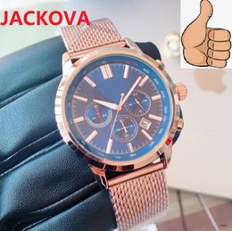 Men's famous table watch 44mm multi-functional japan quartz movement Chronograph Watches Full Stainless Steel Mesh business switzerland annual Wristwatch