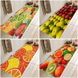 Fruit Apple Orange Kiwi Printing Pattern Kitchen Entrance Door Mat Anti-slip Floor Rug Bathroom Area Hallway Free Shipping 210301