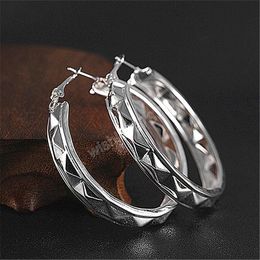 women's Big ear ring Charm ear Hoop Huggie Jewellery gift circle circular Raised rectangular block Earrings