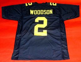 Custom Football Jersey Men Youth Women Vintage 2 CHARLES WOODSON blue CUSTOM Rare High School Size S-6XL or any name and number jerseys