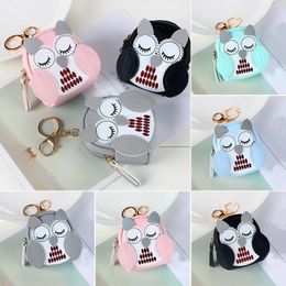 Cute Owl Small Bag Women PU Leather Coin Purses Fashion Jelly Handbag Girls Coin Card Holder For Kids Purses Keychain Zipper Bag